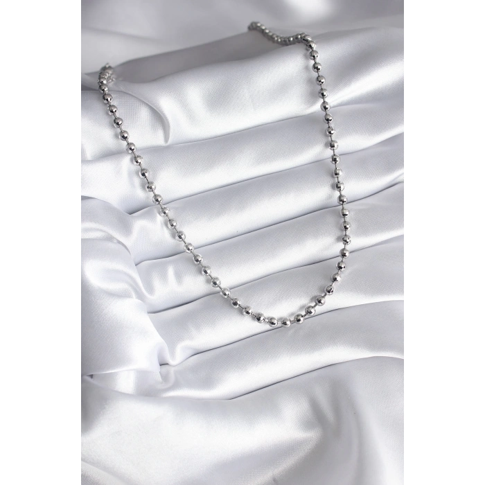 BFS Pirinç Gümüş Renk Topçuk Detay Kadın Kolye