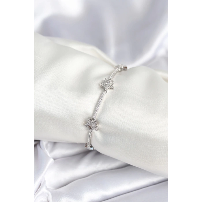 BFS Pirinç Gümüş Renk Yıldız Model Kadın Bileklik