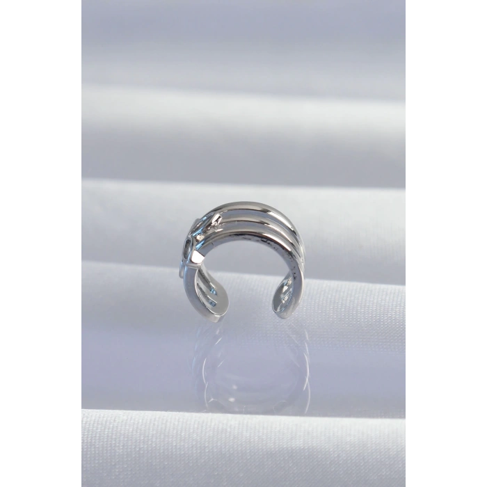 BFS Pirinç Gümüş Renk Yonca Earcuff Küpe