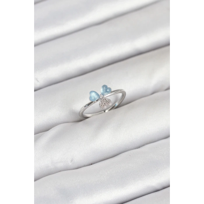 BFS Pirinç Gümüş Renk Yonca Model Kadın Yüzük