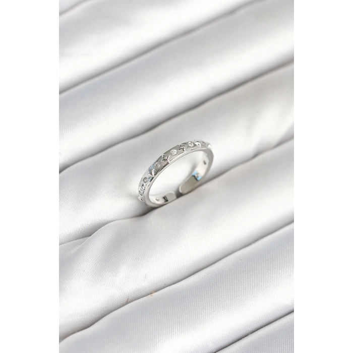 BFS Pirinç Gümüş Renk Zirkon Taşlı Kadın Yüzük