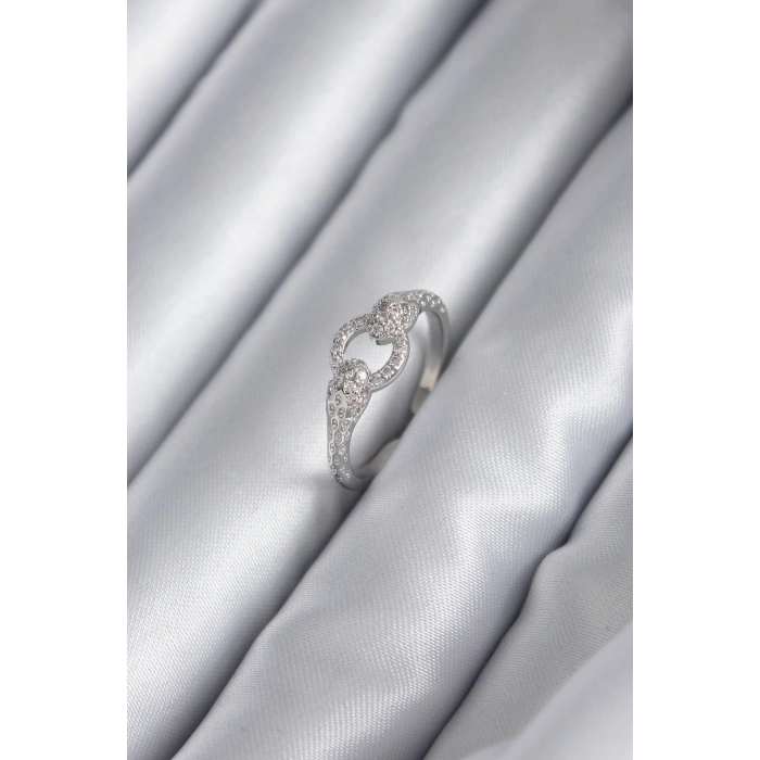 BFS Pirinç Gümüş Renk Zirkon Taşlı Yılan Model Kadın Yüzük