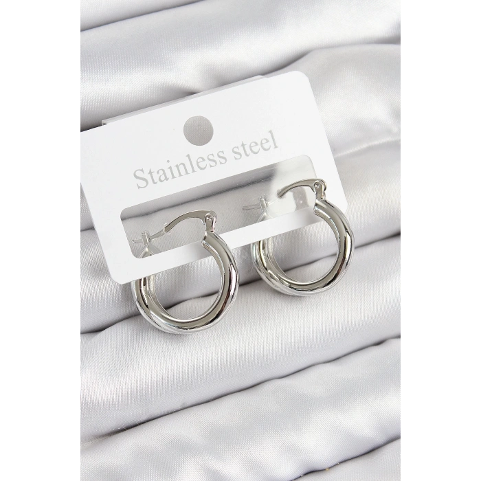 BFS Pirinç Halka Model Gümüş Renk Kadın Küpe