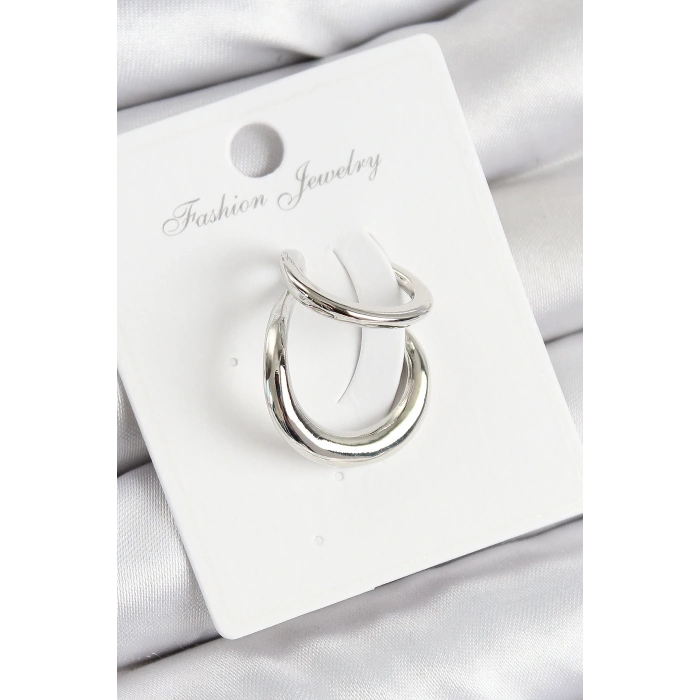 BFS Pirinç Halka Model Gümüş Renk Sağ Kıkırdak Küpe