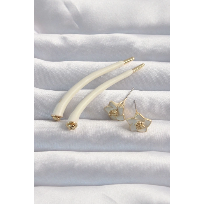 BFS Pirinç Krem Renk Botega Küpe