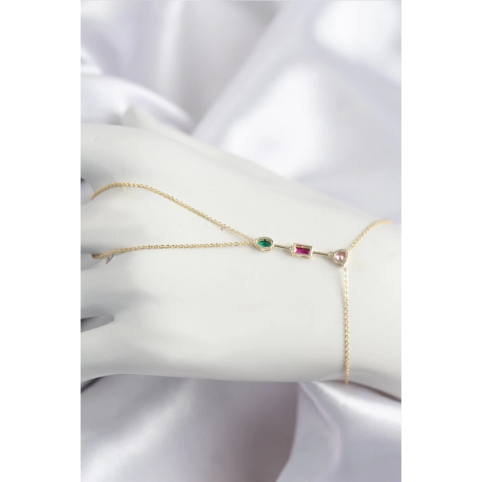 BFS Pirinç Renkli Zirkon Taşlı Model Gold Renk Şahmeran