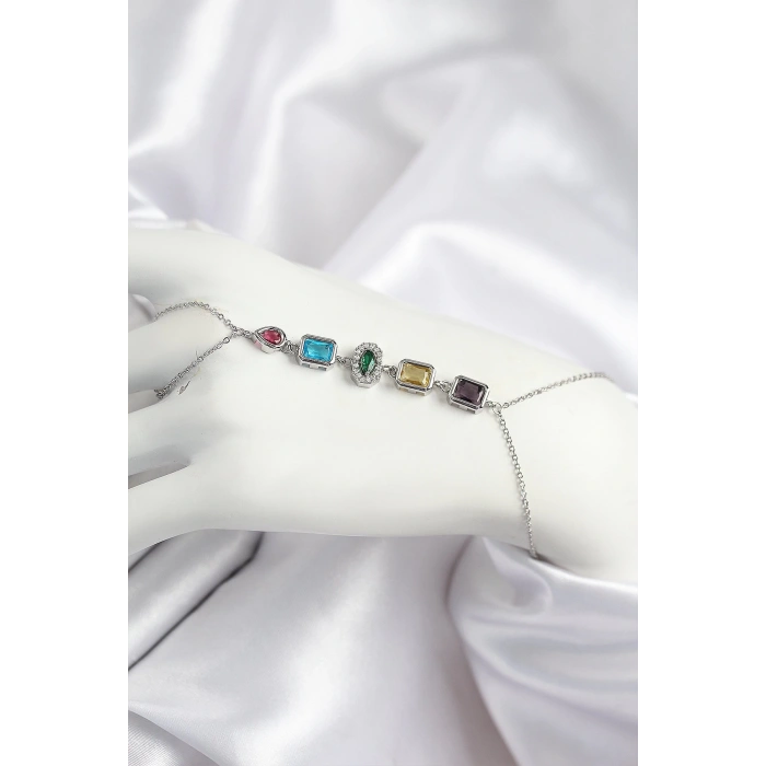 BFS Pirinç Renkli Zirkon Taşlı Model Gümüş Renk Şahmeran