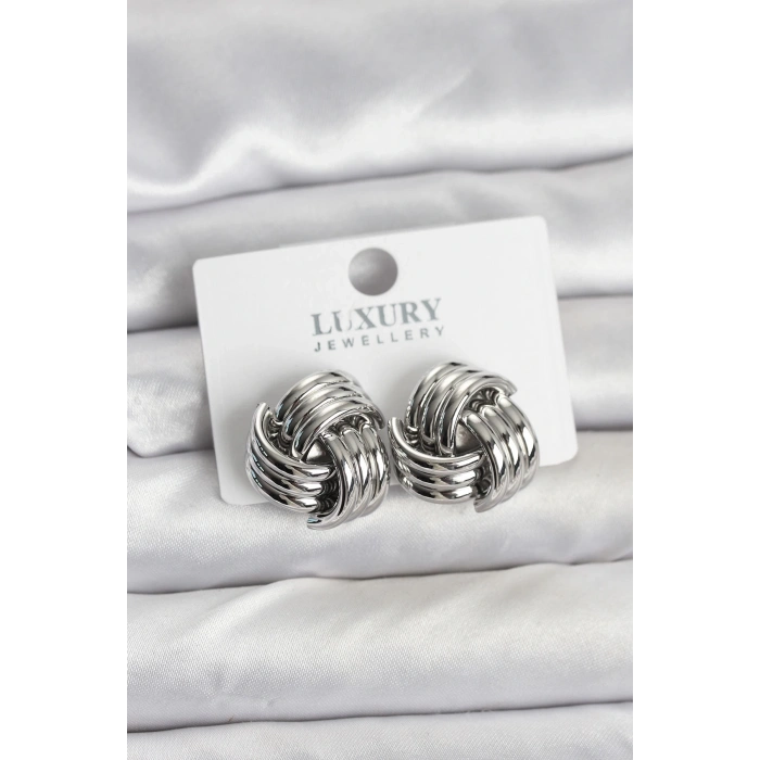 BFS Pirinç Sarmal Gümüş Renk Kadın Küpe