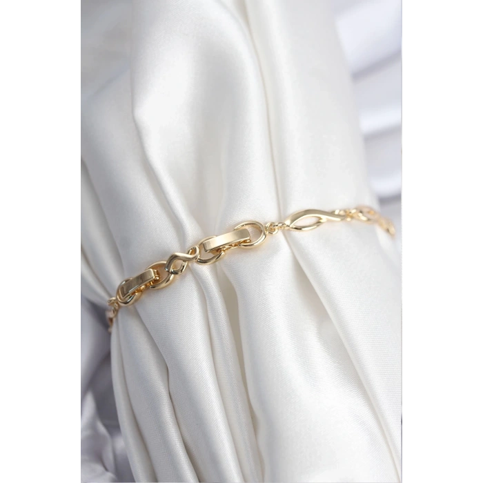 BFS Pirinç VIP Seri Gold Renk Sıralı Damla Model Kadın Bileklik