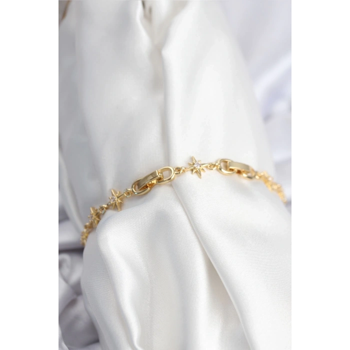 BFS Pirinç VIP Seri Gold Renk Sıralı Kutup Yıldızı Kadın Bileklik