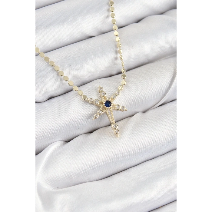 BFS Pirinç Zirkon Taşlı Kutup Yıldızı Model Ezme Zincir Gold Renk Kadın Kolye