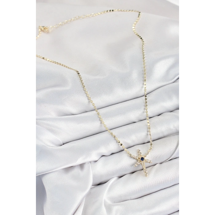 BFS Pirinç Zirkon Taşlı Kutup Yıldızı Model Ezme Zincir Gold Renk Kadın Kolye