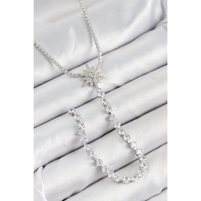 BFS Pirinç Zirkon Taşlı Kutup Yıldızı Model Gold Renk Y Kolye