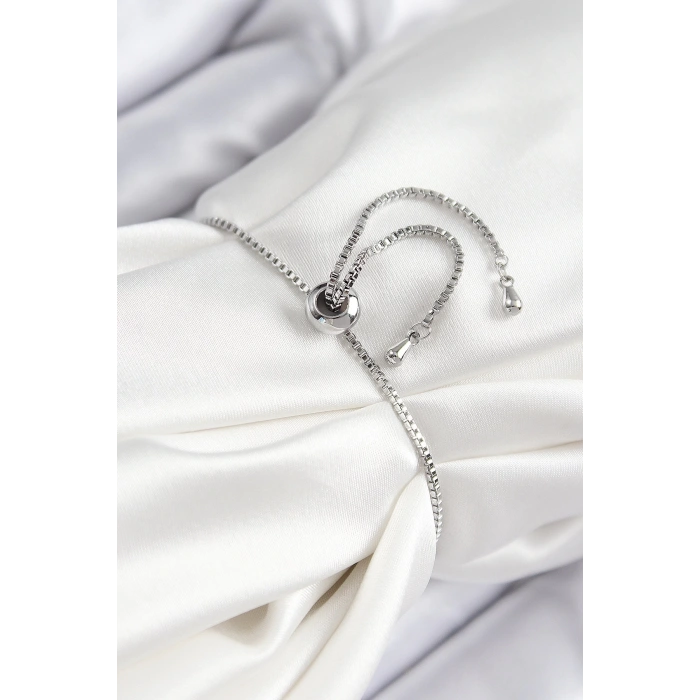 BFS Pirinç Zirkon Taşlı Kutup Yıldızı Model Gümüş Renk Asansörlü Kadın Bileklik