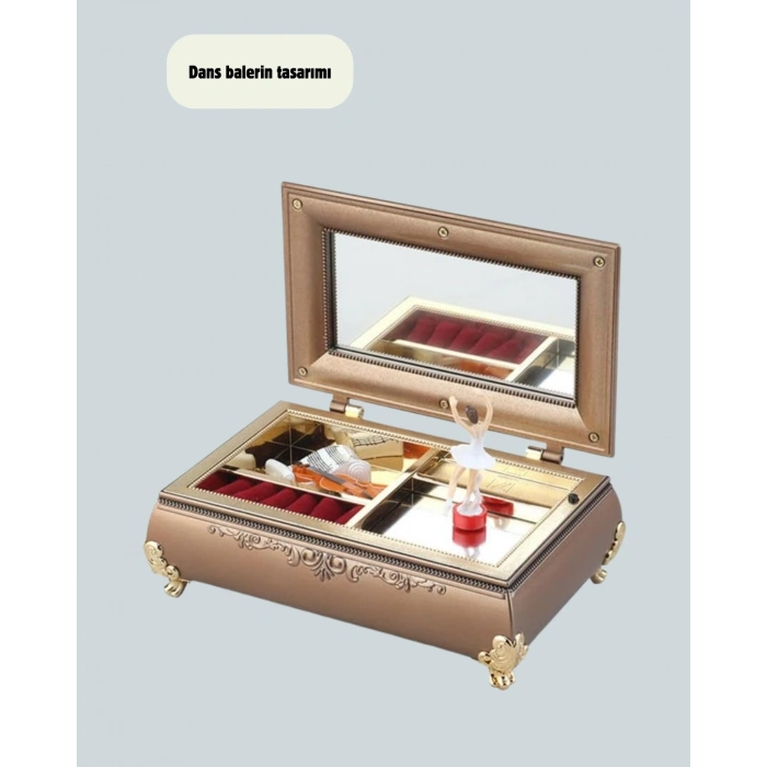 BFS Piyano Şeklinde Balerinli Müzik Kutusu Takı Bölmeli Şık Model