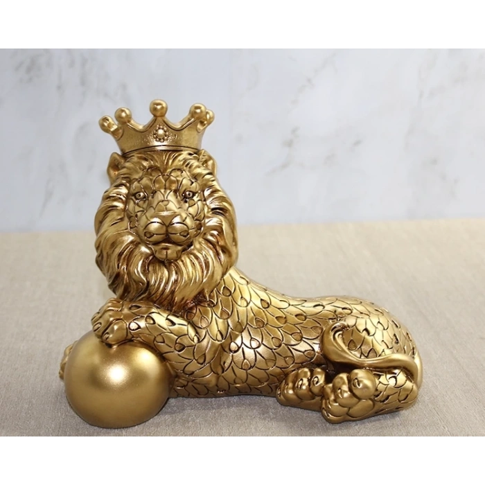 BFS Polyester Dekoratif Taçlı Aslan Figürü Alk2575