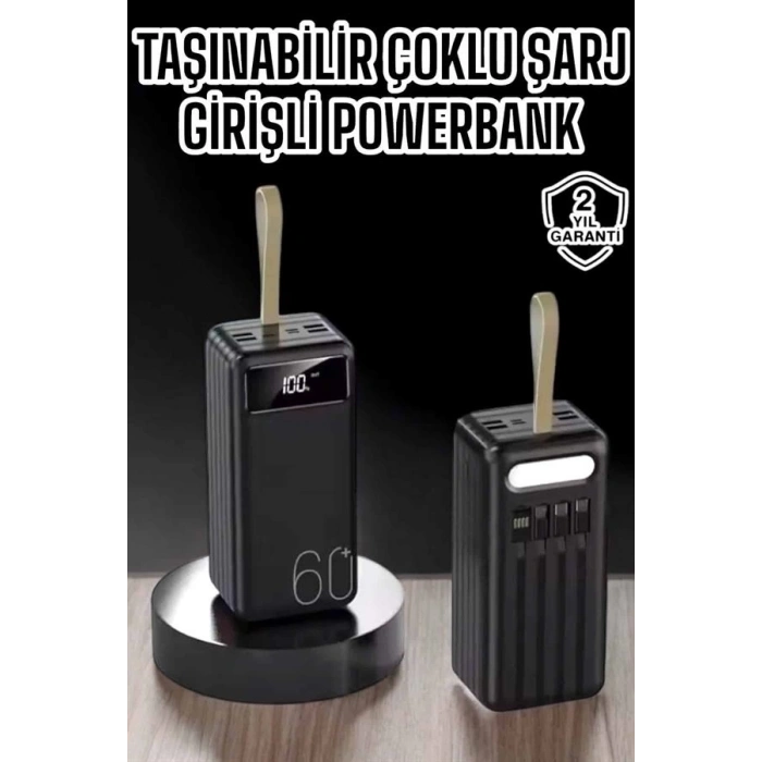 BFS Powerbank 60.000 MAH 4 Portlu Uzun Şarj Süreli Dijital Göstergeli