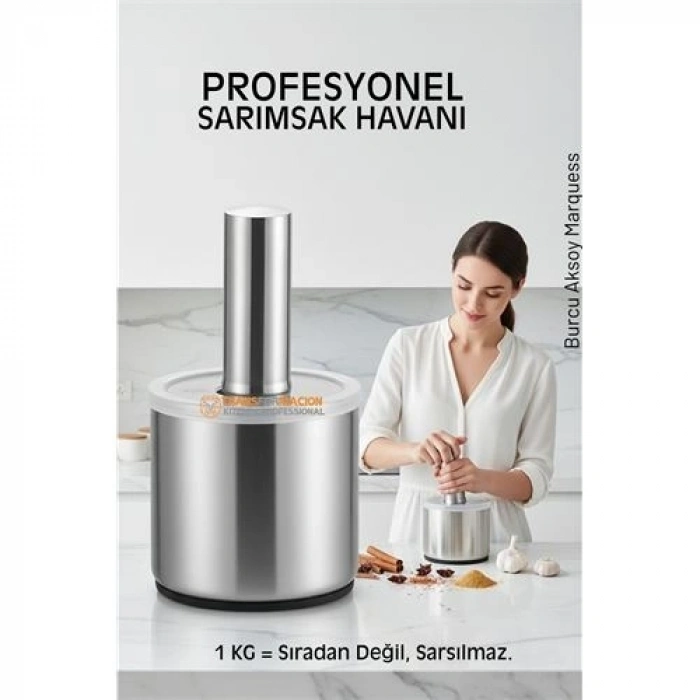 BFS Profesyonel Ezici Sarımsak Havanı Seti -  Mutfak Tipi Baharat Havanı  304 Paslanmaz Çelik