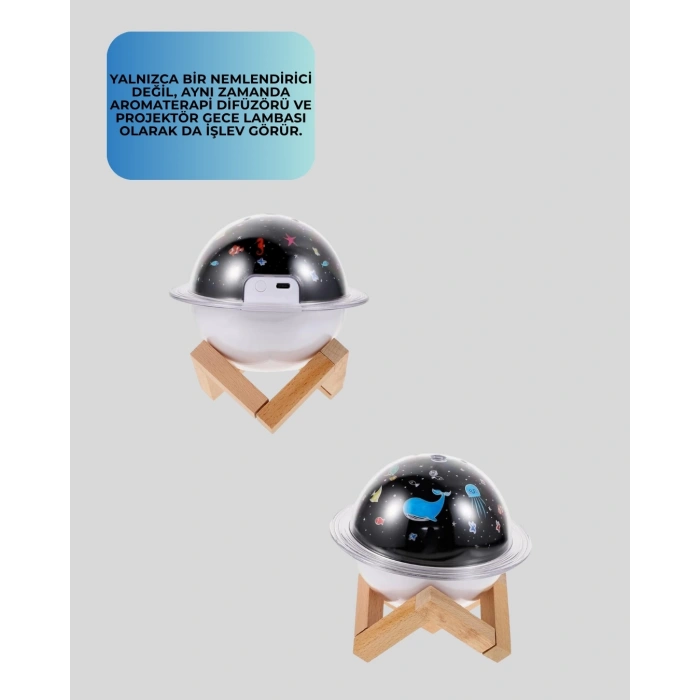 BFS Projektör ışığı bulunan USB bağlantılı mini aromaterapi destekli hava nemlendirici