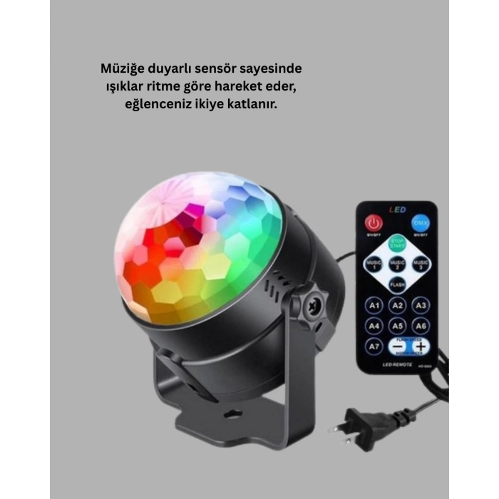BFS RGB LED Disko Küresi 7 Modlu Uzaktan Kumandalı