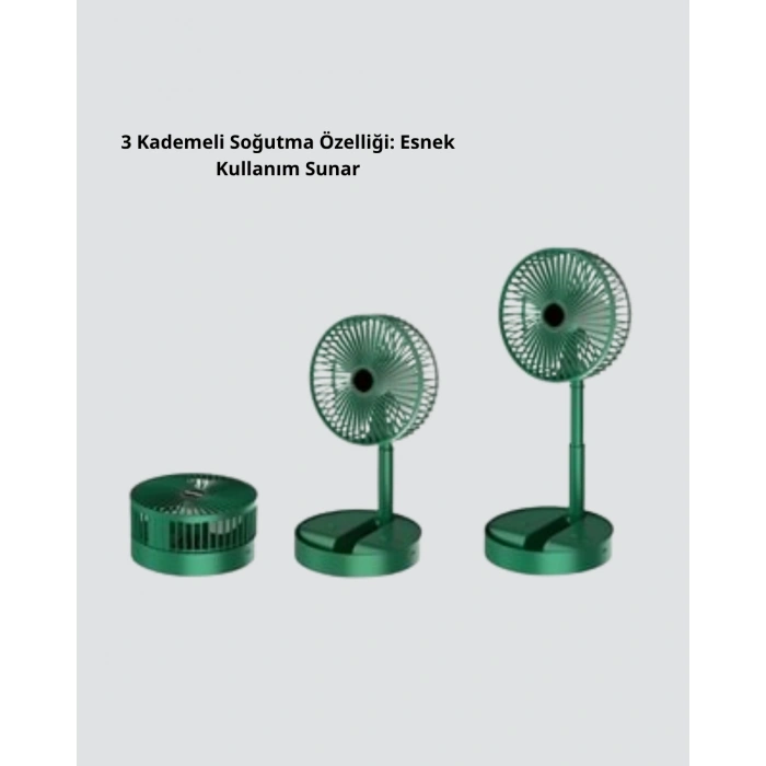 BFS Şarjlı Katlanabilir Mini Fan – 3 Kademe Hız Ayarı, Taşınabilir Tasarım