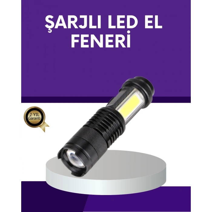 BFS Şarjlı Mini LED El Feneri 2000 Lümen Su Geçirmez