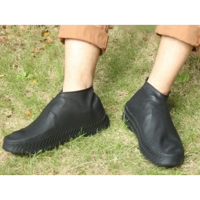 BFS  Silikon Ayakkabı Kılıfı Kaymaz Su Kir Geçirmez   L Beden Siyah