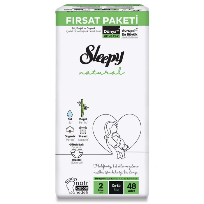 BFS  Sleepy Natural Bebek Bezi Fırsat Paketi 2 Beden 48 Adet