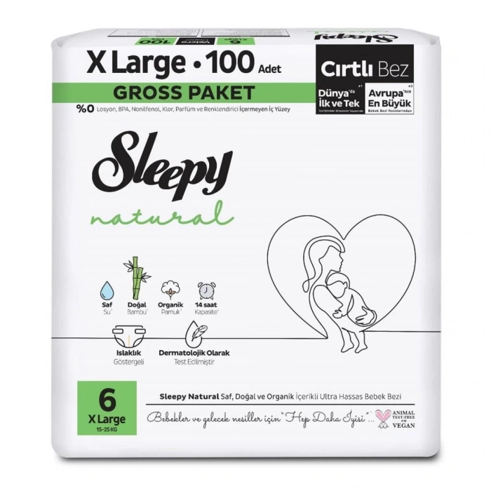 BFS   Sleepy Natural Bebek Bezi Gross Paket 6 Beden 15-25 Kg 100 Adet