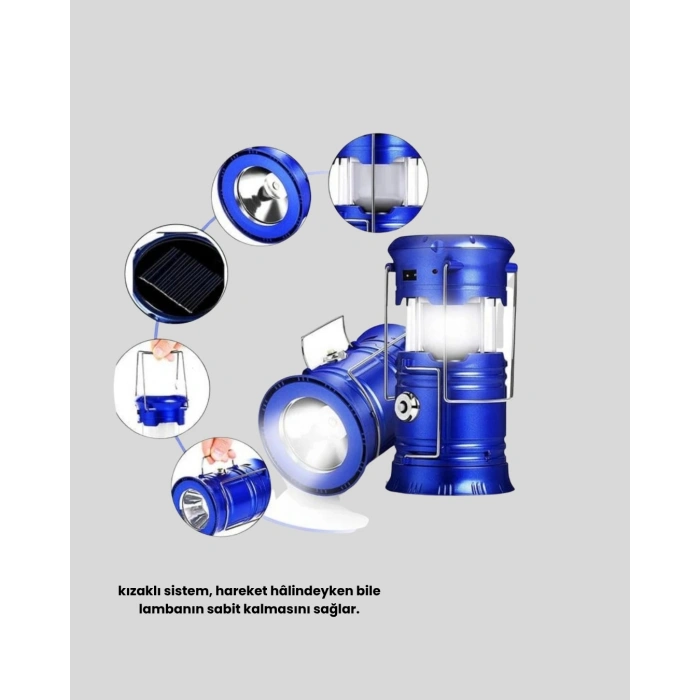 BFS Solar Kamp Lambası Kızak Sistemli Şarjlı Taşınabilir Doğa Yürüyüşü Işığı