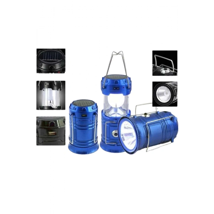 BFS Solar Şarjlı Kamp Lambası Güneş Enerjili Kızaklı Kamp Feneri Çadır Feneri Led Işıldak