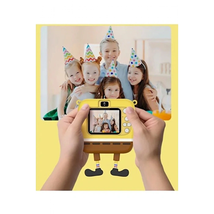 BFS Sünger Bob Tasarımlı Yeni Nesil Çocuk Dijital Mini Fotoğraf Makinesi Çift Kamera
