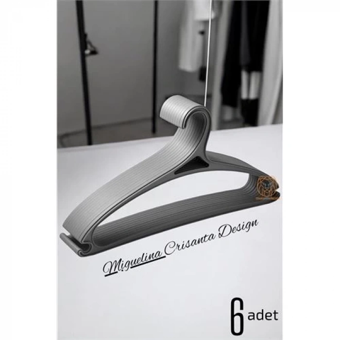 BFS Tasarım Askı Seti 6 ADET Elbise Askısı M.Crisanta GRİ