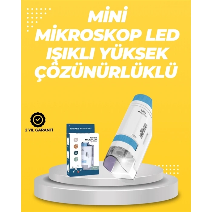 BFS Taşınabilir LED Işıklı Cep Mikroskop – 80X–200X Büyütme
