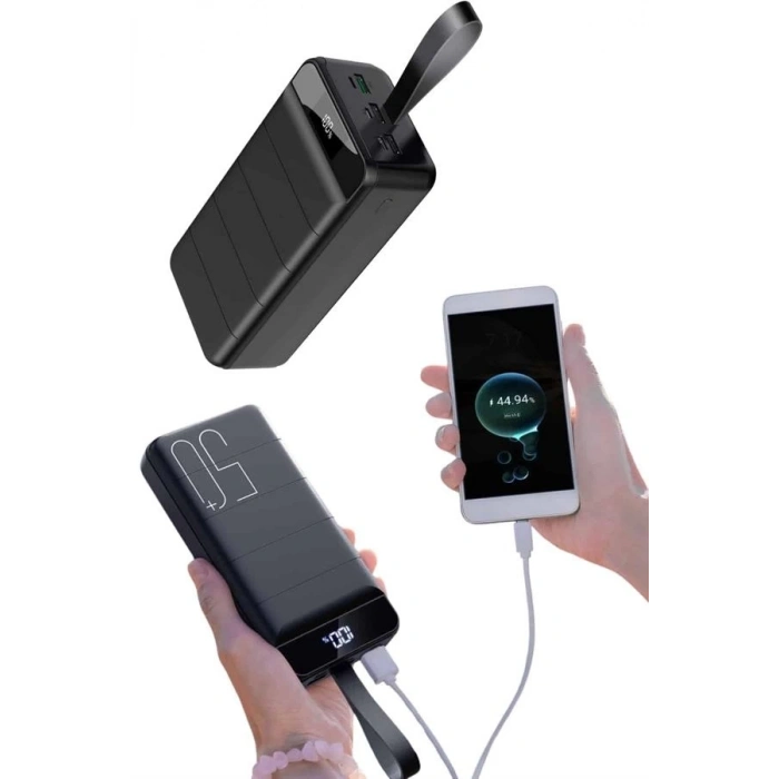 BFS Taşınabilir Powerbank 50.000 mAh 4 Girişli Hızlı Şarj Led Göstergeli Fenerli Şarj