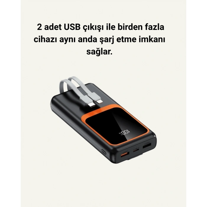 BFS Taşınabilir Şarj Cihazı 20000 mAh | 22.5W Hızlı Şarj + Dijital Ekran + Kablo Dahil