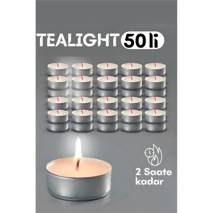 BFS  Tealight Mum 50 Adet - Kokusuz Dekoratif Mum