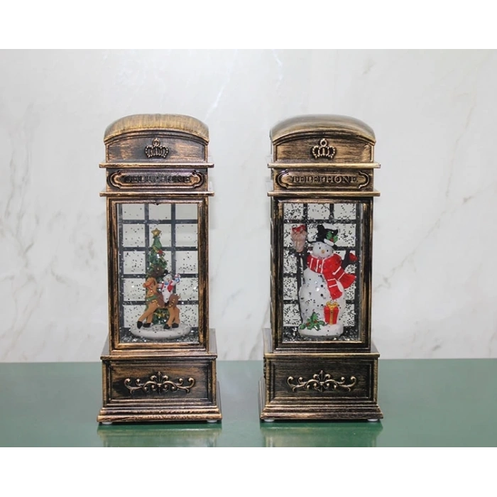 BFS Telefon Kulübesi Tasarımı Yılbaşı Temalı Işıklı Müzikli Kar Küresi 3210