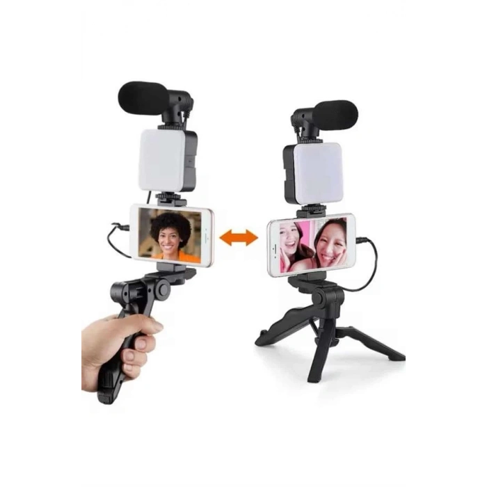 BFS Telefon Tutucu Mikrofonlu Işıklı Youtuber Video Kayıt