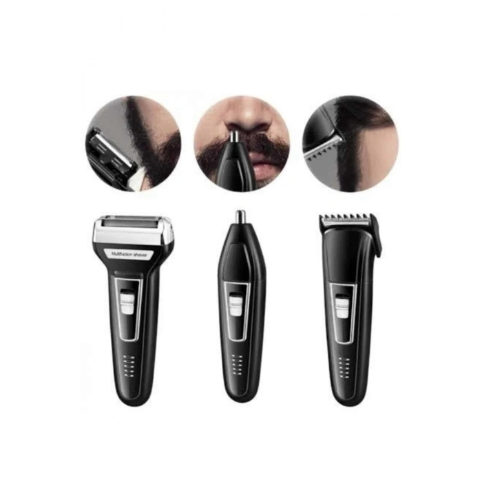 BFS Tıraş Makinesi 3 Başlıklı T Başlıklı Hassas Ciltlere Özel Saç Sakal Vücut Kulak ve Burun