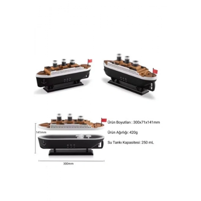 BFS Titanic Gemi Hava Nemlendirici Işıklı Fonksiyonlu Buhar Makinesi Kumandalı