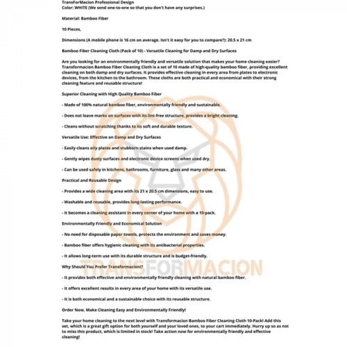 BFS  TüysüzTemizlik Eldiveni Islak ve Kuru Temizlik Eldiveni Bambu Lifi