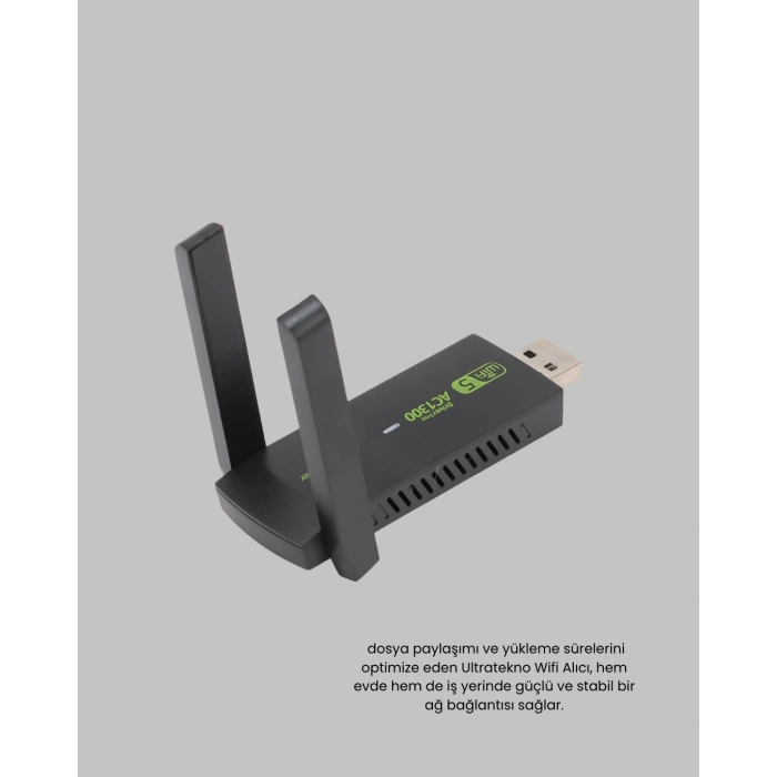 BFS Ultratekno Dual Band WiFi Adaptör – 1200 Mbps, USB 3.0, Çift Antenli, Geniş Kapsama Alanı ve Yüksek Hız