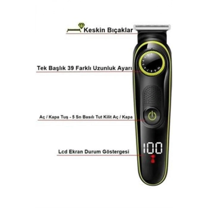 BFS Unısex Çok Fonksiyonlu Bakım Seti Led Göstergeli Tıraş Makinesi Saç Sakal Vücut