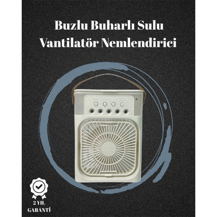 BFS USB Bağlantılı 3ü 1 Arada Nemlendirici Mini Klima Fan | 7 Renk Işıklı