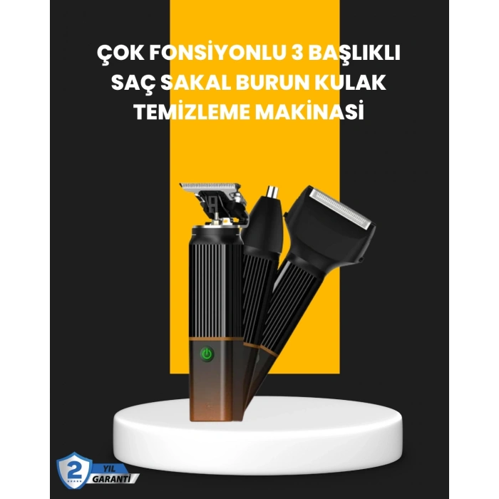 BFS USB-C Şarjlı 3 in 1 Erkek Bakım Cihazı – Sessiz Motorlu Saç ve Sakal Kesme Makinesi