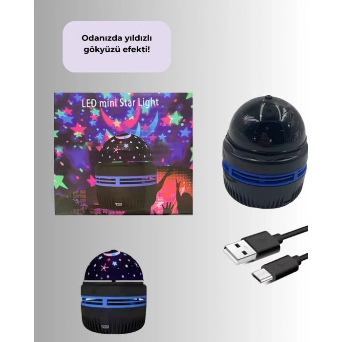 BFS USB Galaxy Projektör Lamba – Romantik Atmosfer, Çocuk Odası, Parti ve Düğün Işığı