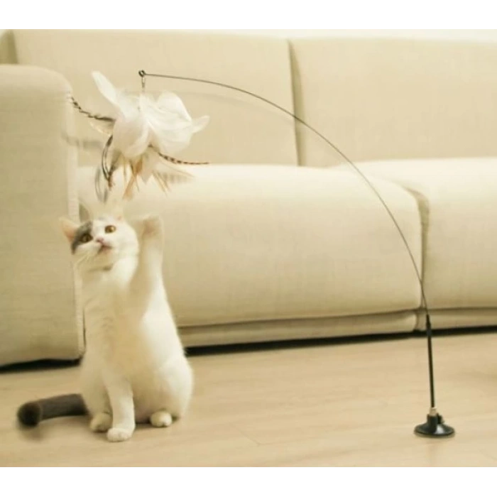 BFS  Vantuzlu Tüylü Zilli Kedi Oyun Oltası