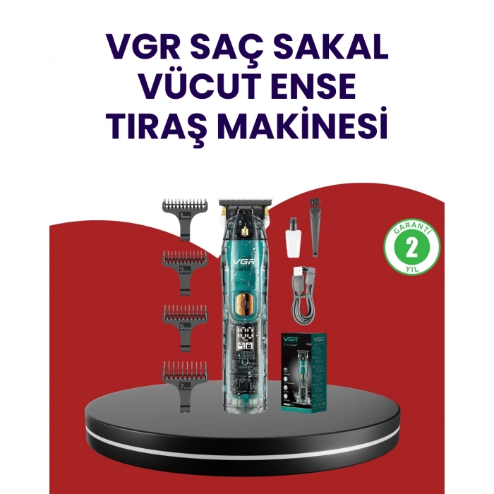 BFS VGR V-695 Şarjlı Profesyonel Erkek Saç Sakal Tıraş Makinesi IPX7 Su Geçirmez