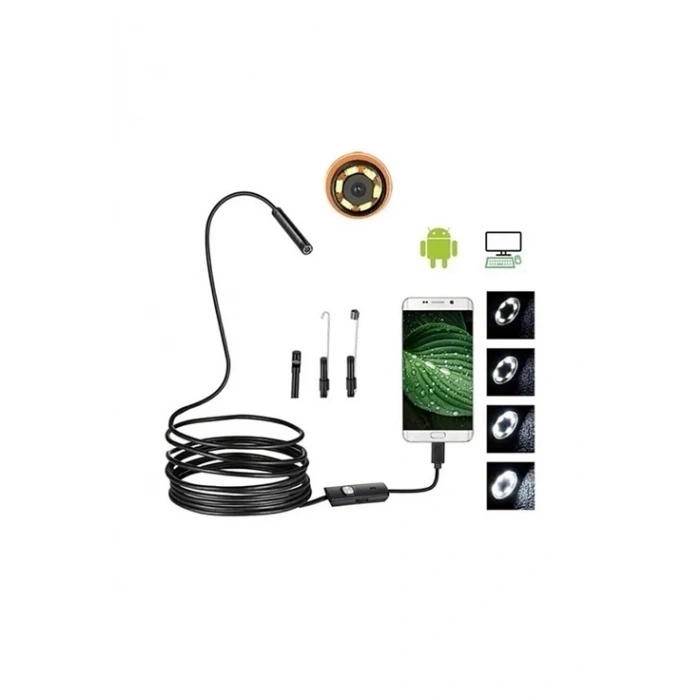 BFS Vtn-02 Endoskop Yılan Video Kamera Led’li 2 Metre 7 Mm Sert Kablo Su Geçirmez